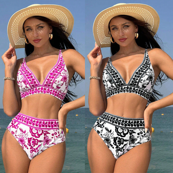 Damen Hochtaillierter Bikini mit floralem Muster Drune