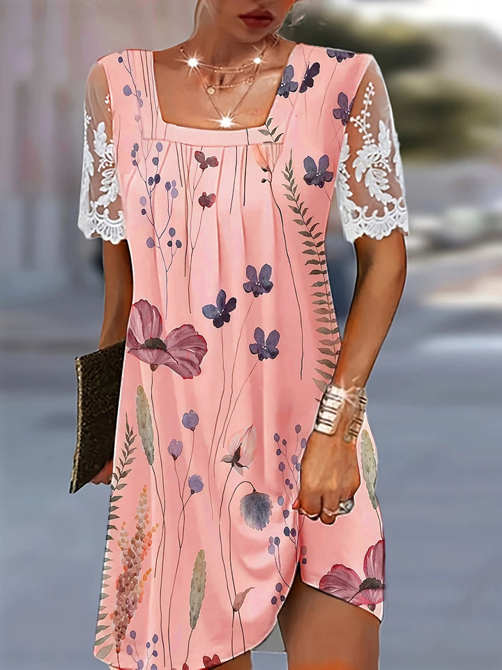 Damen Blumenmuster Shift Kleid Drune