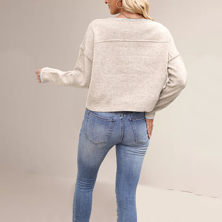 Damen lässiger Pullover mit weitem Schnitt und sanften Texturen Drune