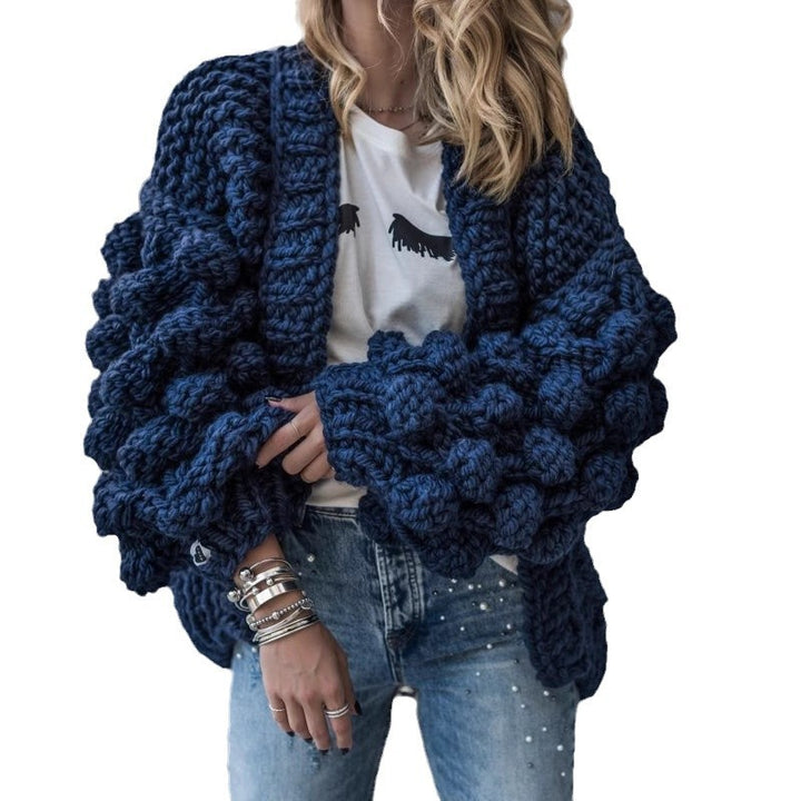 Damen Grob gestrickter Oversized Cardigan mit voluminösen Ärmeln Drune