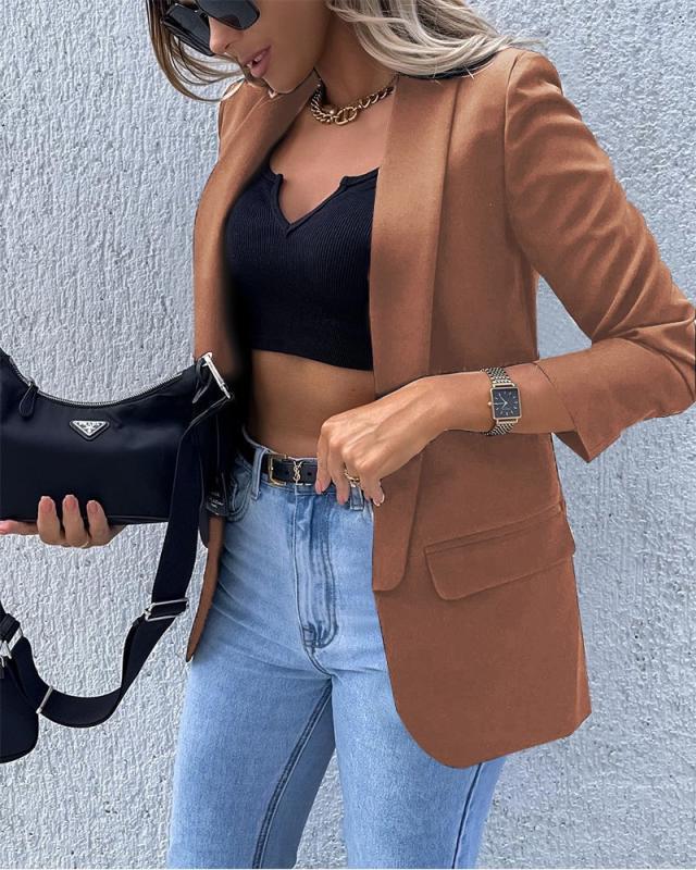 Damen Gemusterter Longblazer mit Kettenmuster, taillierter Silhouette und Pattentaschen Drune