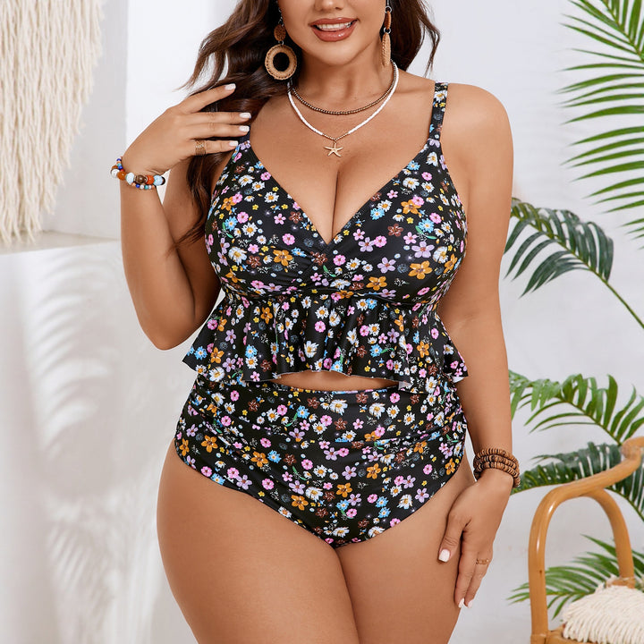 Damen Bikiniset mit voluminösem Top und hohem Bund Drune