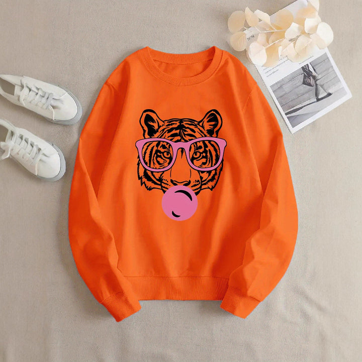 Damen Sweatshirt mit kreativem Tiger-Design und lässigem Schnitt Drune