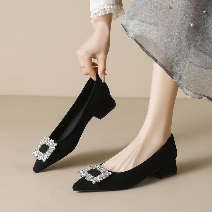 Damen elegante Ballerinas mit funkelndem Kristallbesatz Drune