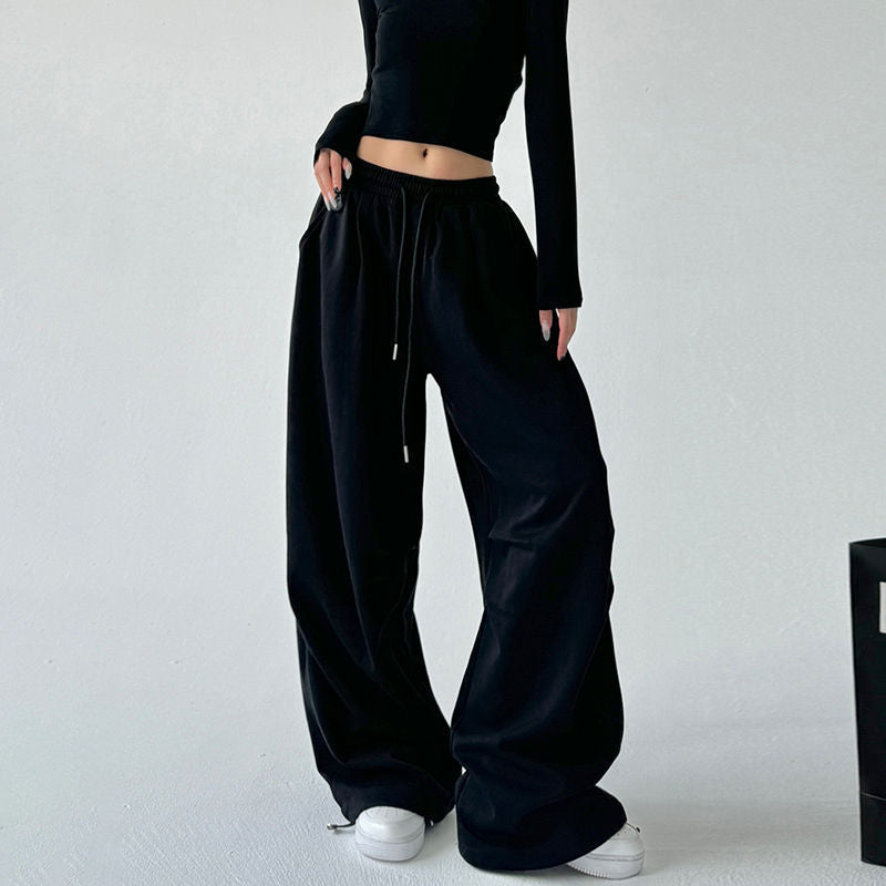 Damen nan weite Jogginghose mit extra weitem Bein und Kordelzugbund aus French Terry Drune