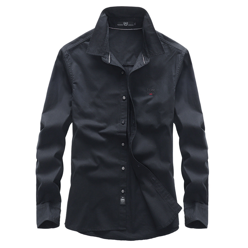 Herren Casual-Hemd aus Baumwollmix mit Kentkragen und dezentem Logo Drune