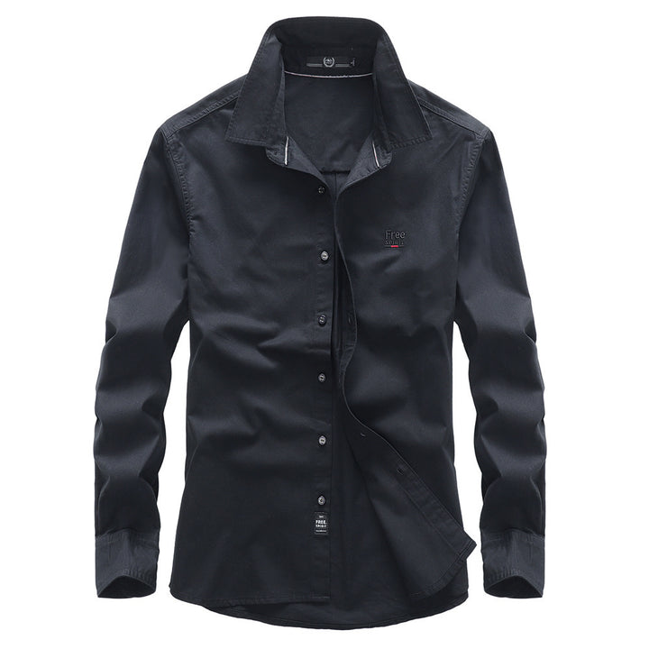 Herren Casual-Hemd aus Baumwollmix mit Kentkragen und dezentem Logo Drune