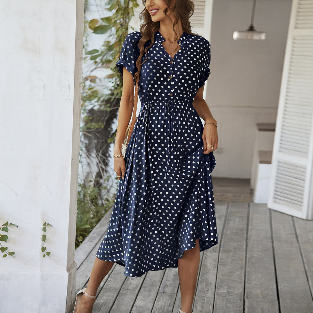 Damen Midikleid mit Punkten Drune