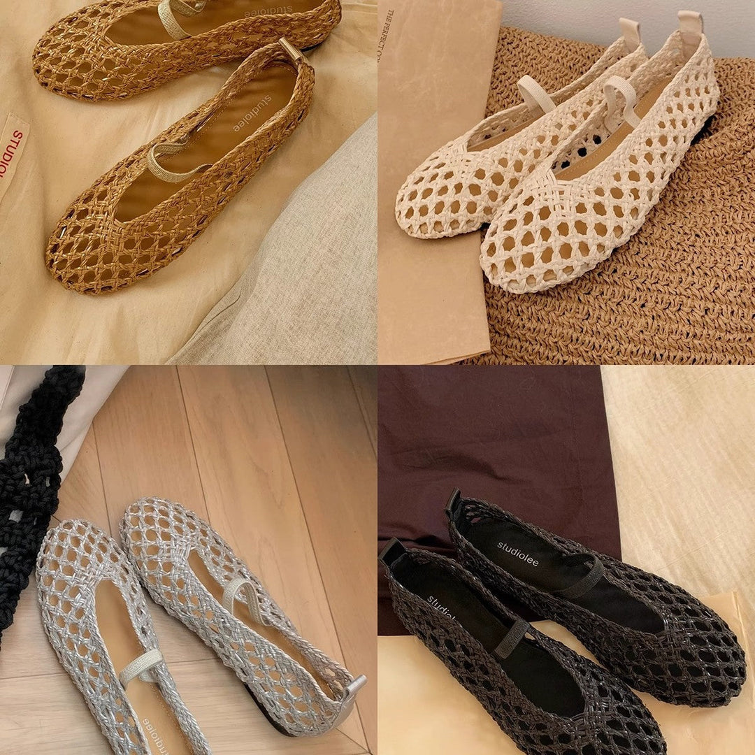 Damen Ballerina-Sandalen mit luftiger Netzstruktur und elastischem Riemen Drune