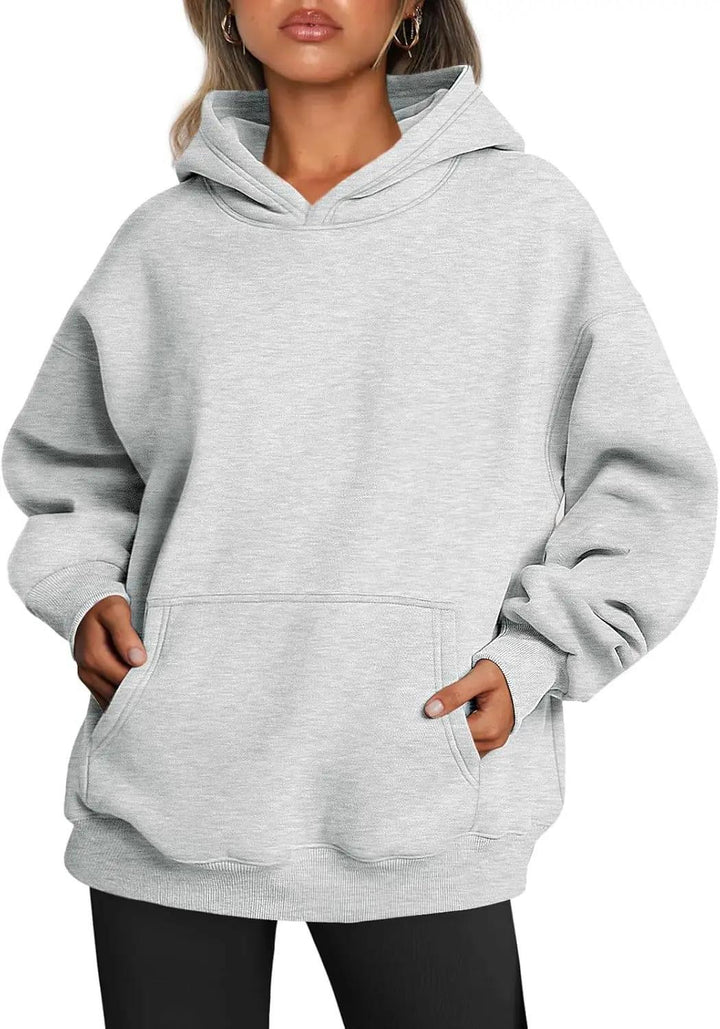 Damen nan oversized Kapuzenpullover mit verlängerter Silhouette und Kängurutasche Drune