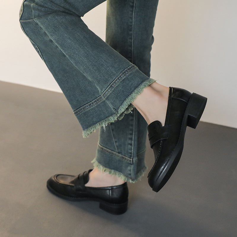 Damen Elegante Loafer mit Mokassinnaht und leichtem Blockabsatz Drune