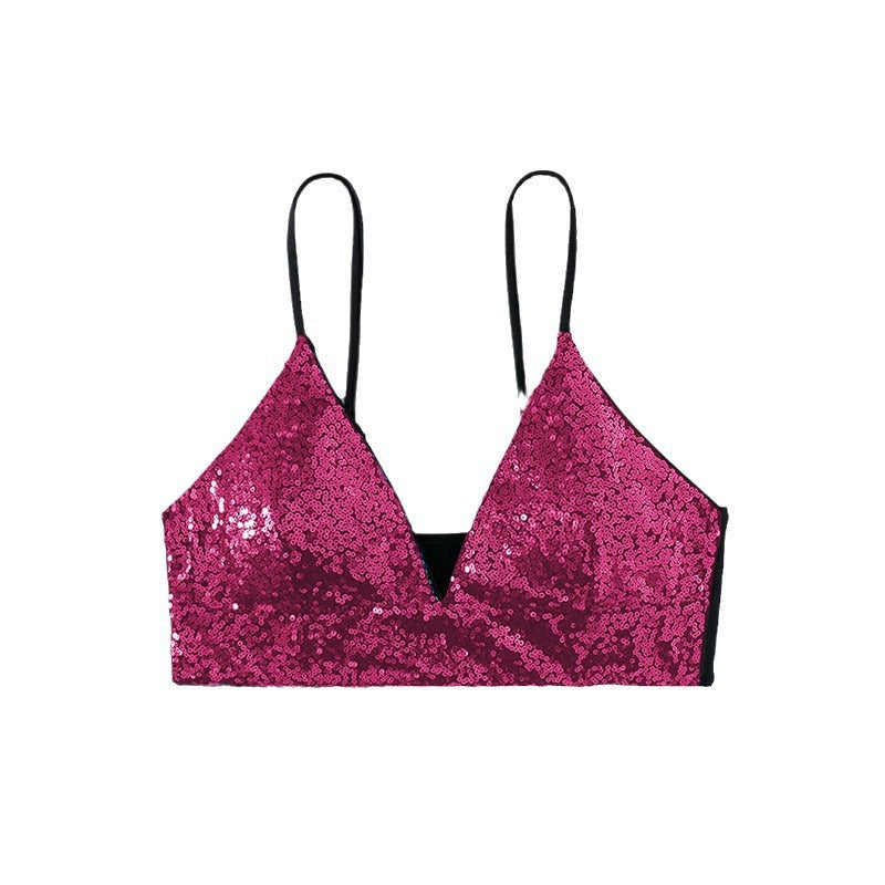 Damen Pailletten Triangle Bralette Drune