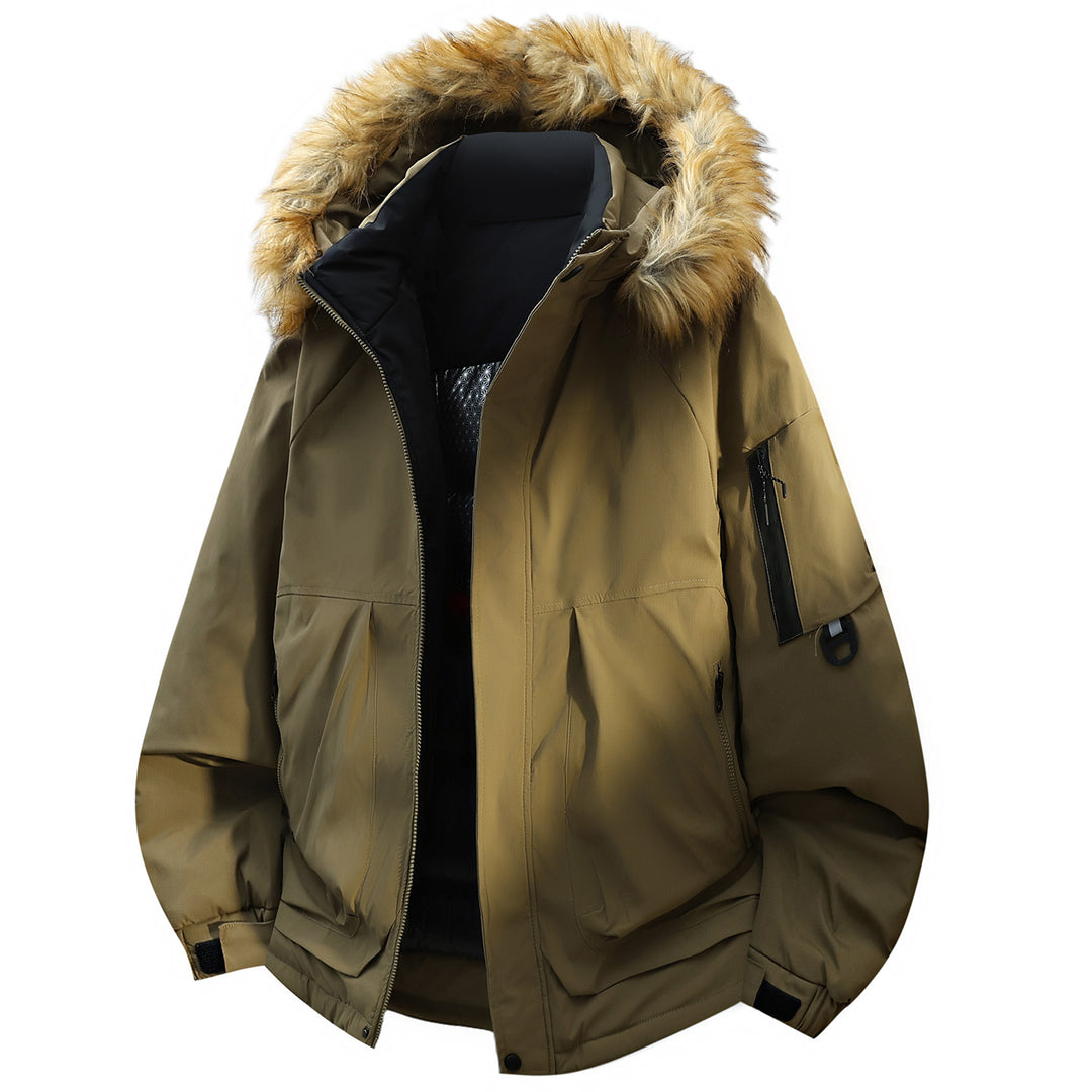 Herren Steppparka mit wattierter Kapuze und Kunstfellbesatz Drune