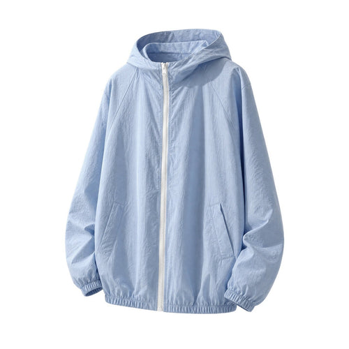 Herren Leichte Oversize-Windjacke mit Kapuze, elastischem Saum & Eingrifftaschen Drune