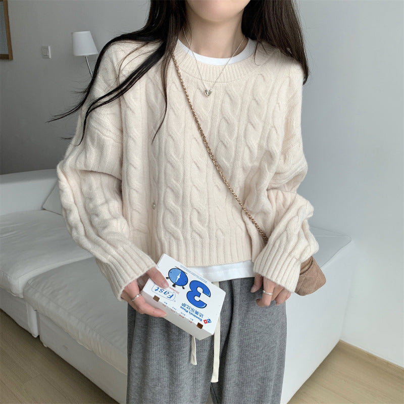 Damen Grobstrickpullover mit lässigem Schnitt und Zopfmuster Drune