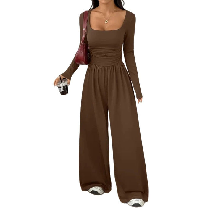 Damen Jumpsuit mit weitem Bein, eckigem Ausschnitt und geraffter Taillenpartie Drune