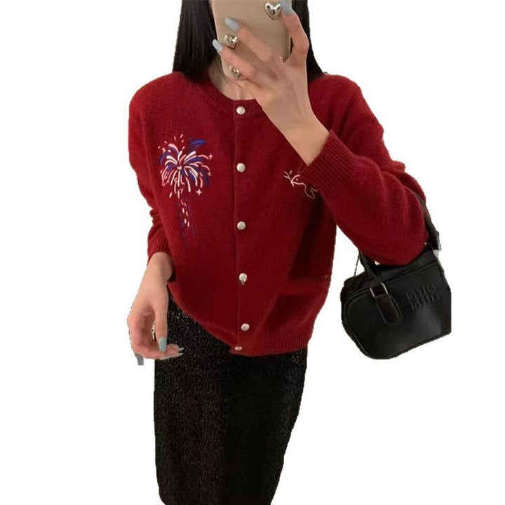 Damen Strickjacke mit kunstvollem Motiv Drune