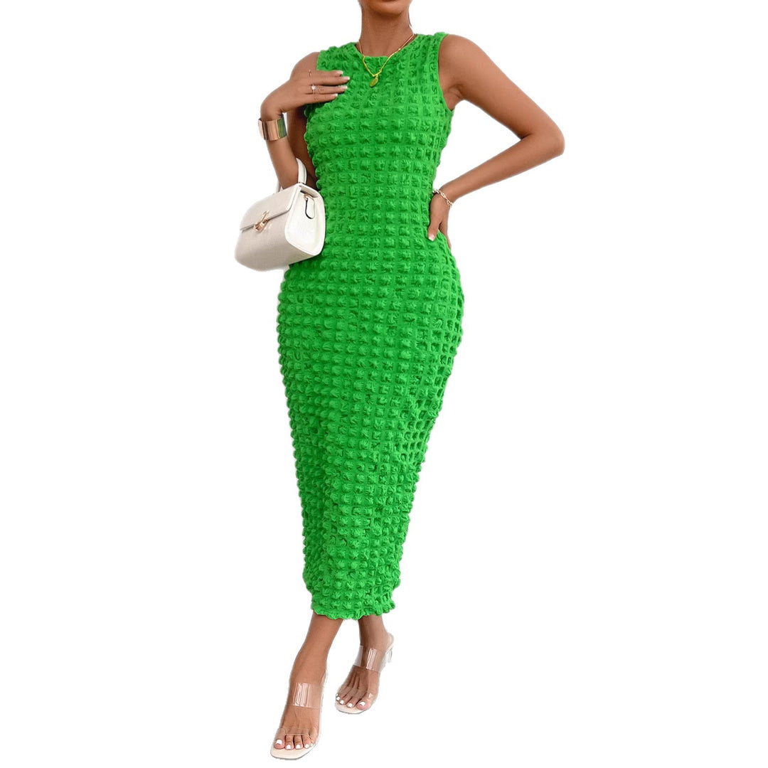 Damen Figurschmeichelndes Midi-Kleid mit strukturierter Oberfläche Drune