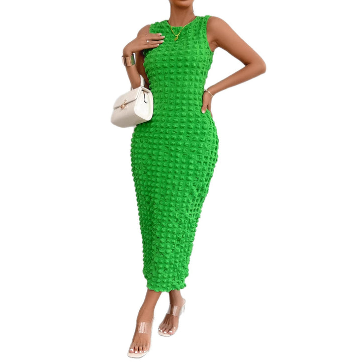 Damen Figurschmeichelndes Midi-Kleid mit strukturierter Oberfläche Drune