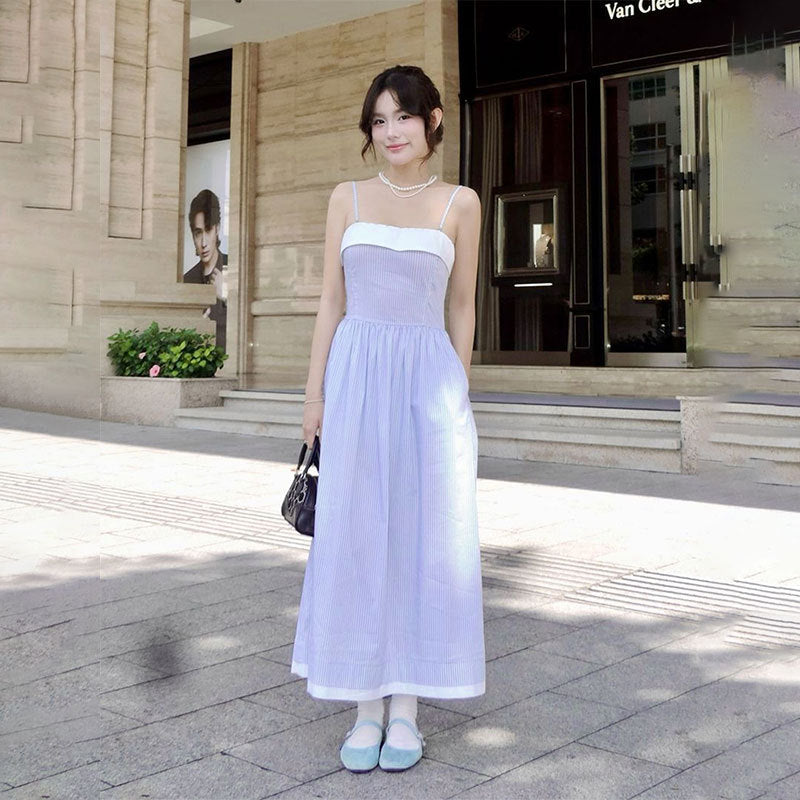 Damen Maxikleid mit feinen Streifen und elegantem Schnitt Drune