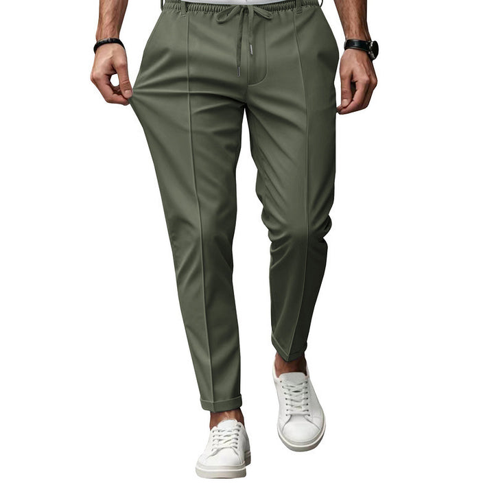Herren nan tapered Freizeithose mit Bundfalten und elastischem Kordelzug Drune