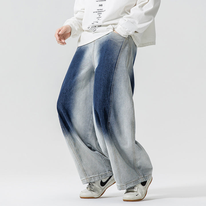 Herren Weite Paneel‑Denimhose mit Ballonbeinen und tiefem Schritt Drune