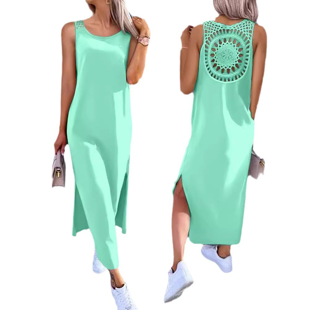 Damen Elegantes Maxi-Kleid mit Rückendetaillierung Drune