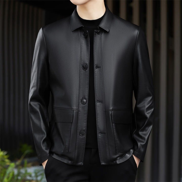 Herren Kunstlederjacke mit praktischen Taschen und modernem Schnitt Drune