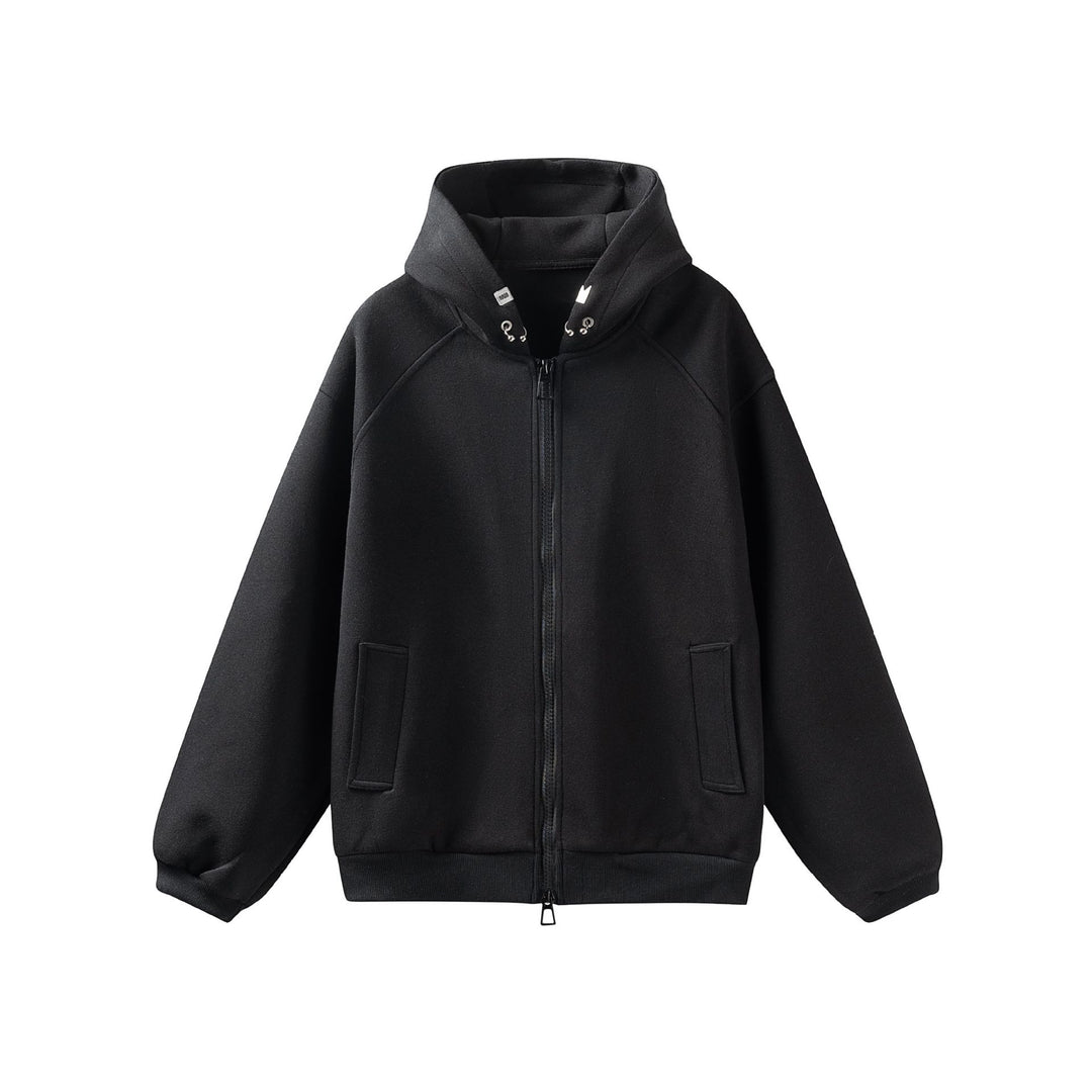 Unisex Oversize Kapuzenjacke mit hohem Kragen, Zweiwege‑Reißverschluss und eingearbeiteten Eingriffstaschen Drune