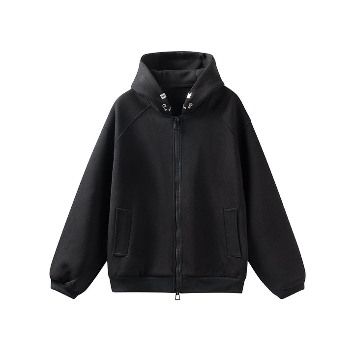 Unisex Oversize Kapuzenjacke mit hohem Kragen, Zweiwege‑Reißverschluss und eingearbeiteten Eingriffstaschen Drune