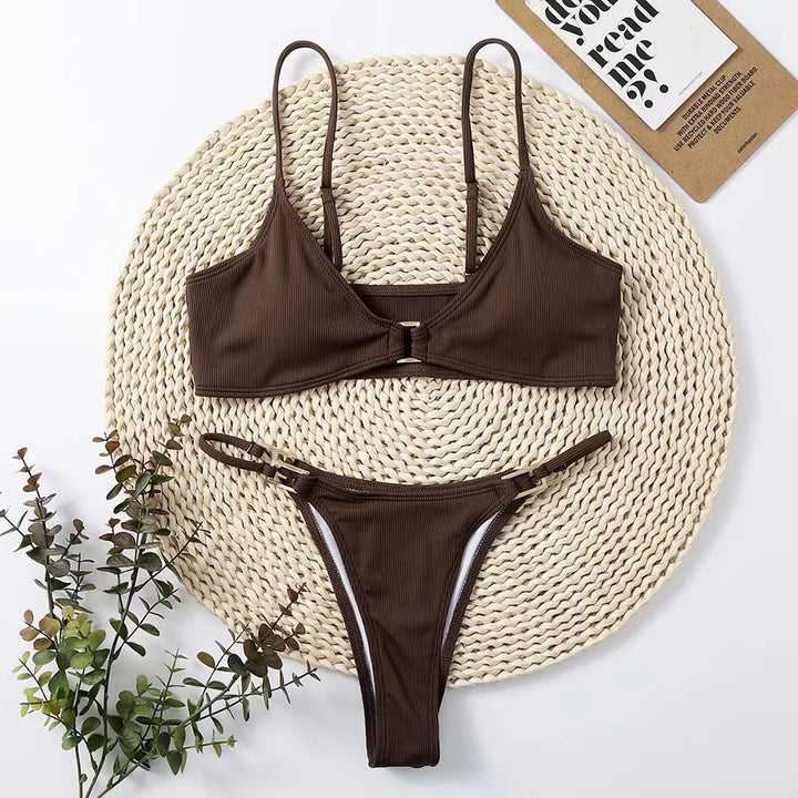 Damen Triangel-Bikini mit raffiniertem Halterdesign und elegantem Goldverschluss Drune