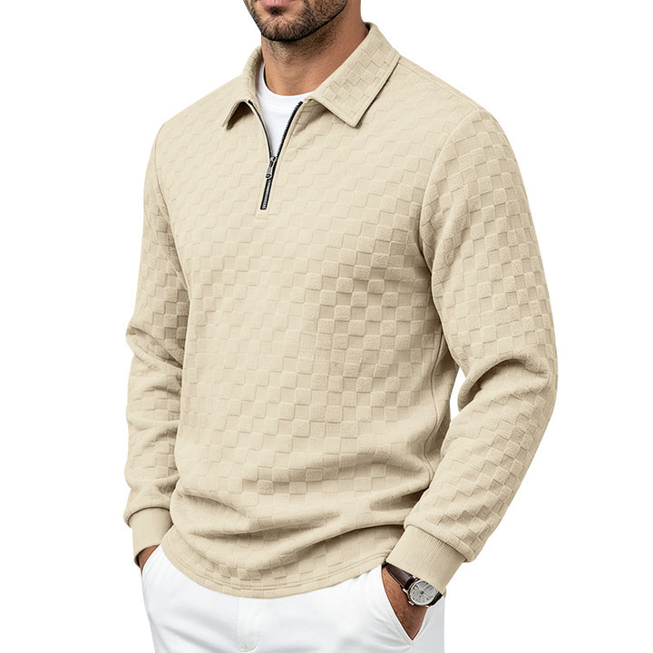 Herren Strukturierter Strickpullover mit Troyer-Kragen und halbem Reißverschluss Drune