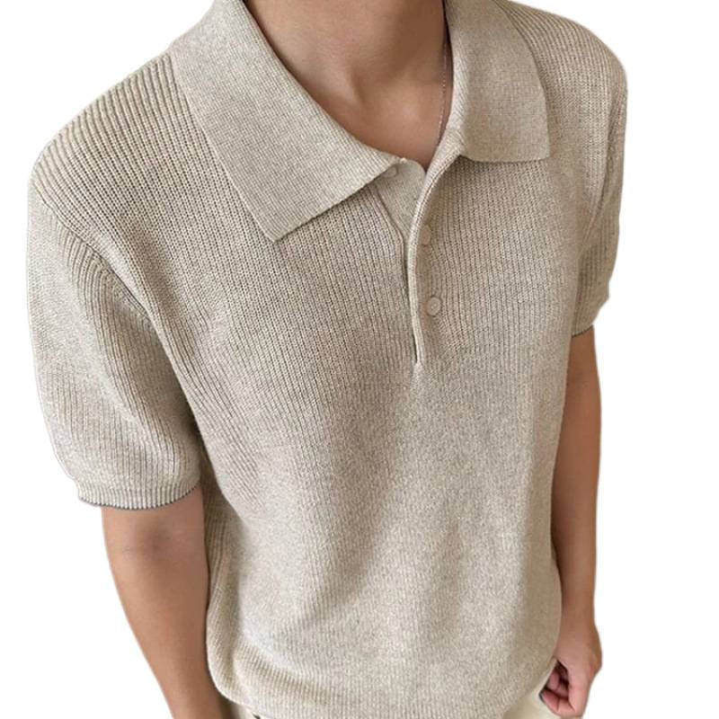 Herren Modisches Kurzarm-Polohemd mit strukturiertem StrickDrune