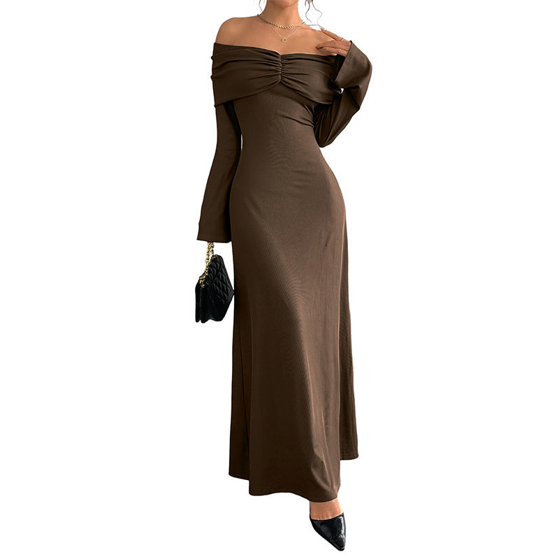 Damen Elegantes Off-Shoulder Maxikleid Drune