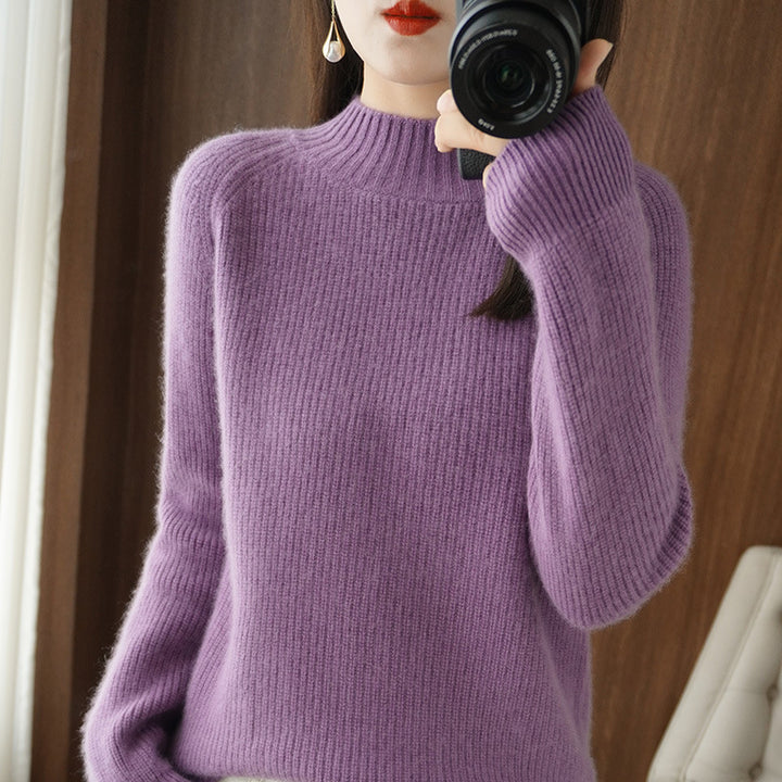Damen Kurz-Stehkragenpullover aus feinem Feinstrick mit kaschmirähnlicher Weichheit und Raglanärmeln Drune