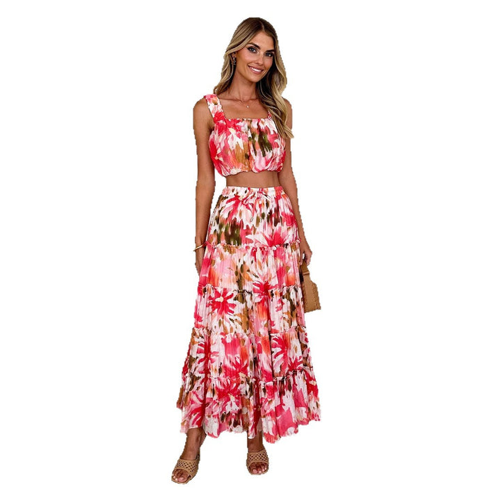 Damen Maxikleid mit luftiger Bluse und voluminösem Rock Drune