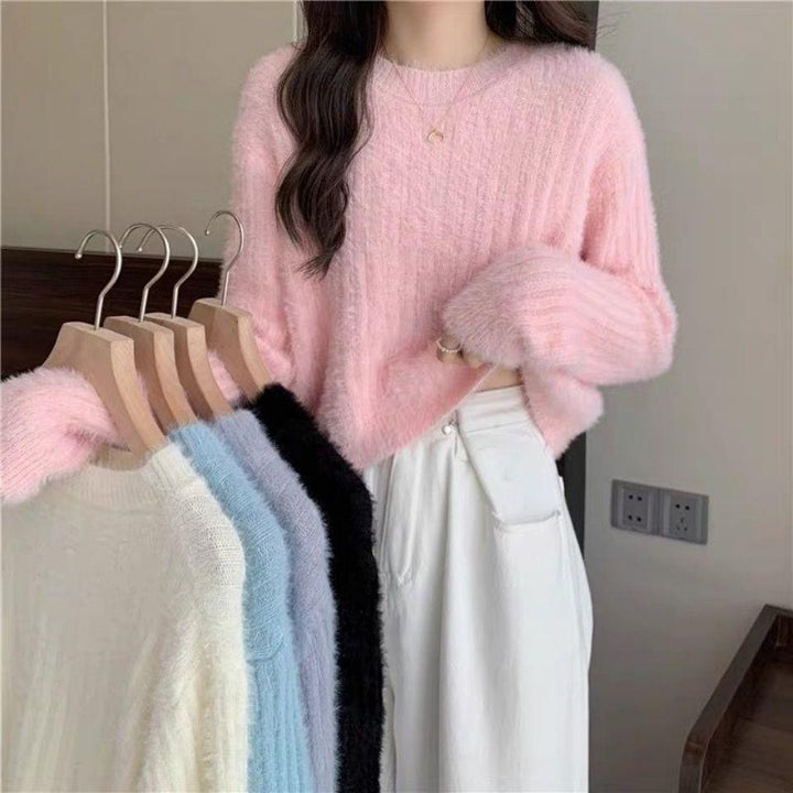 Damen kuscheliger Strickpullover mit weichem Material Drune