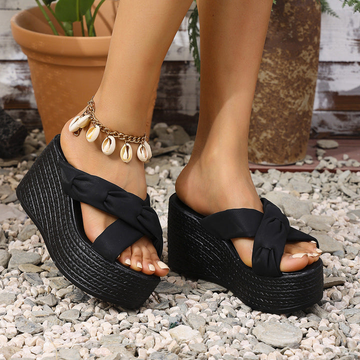 Damen Wedge-Sandalen mit modischem Kreuzriemen und komfortabler Sohle Drune