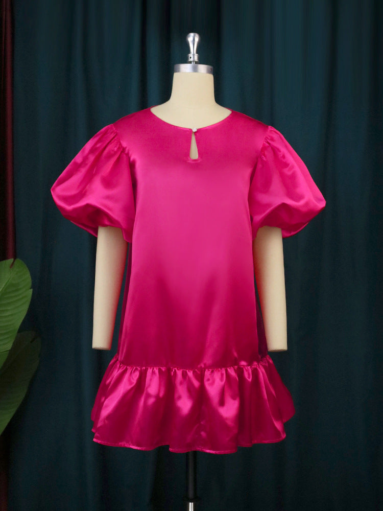Damen Puffärmel Kleid Drune