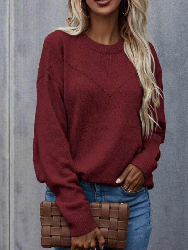 Damen gemütlicher Strickpullover mit strukturiertem Design Drune