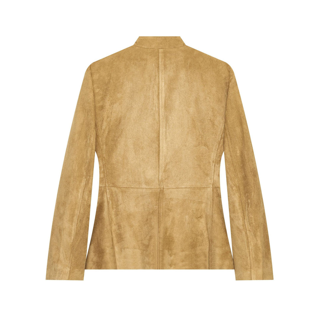 Damen Military-inspirierte Jacke aus Veloursoptik mit Stehkragen und Pattentaschen Drune