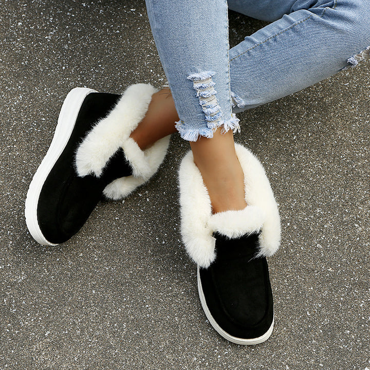 Damen Gefütterte Kurzstiefel‑Hausschuhe mit Kunstfellrand und leichter Gummisohle Drune