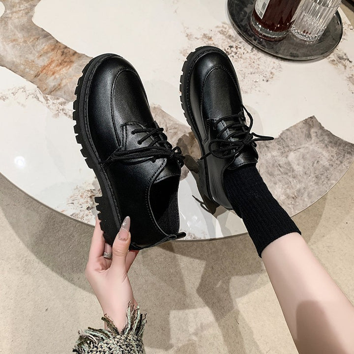 Damen nan stylische Derby-Schnürschuhe mit robuster Profilsohle, gepolstertem Komfortfußbett und dezentem Plateau Drune