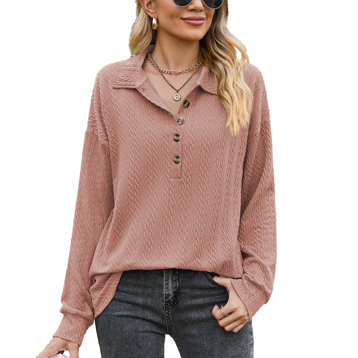 Damen Langarmshirt mit strukturiertem Kabelstrick und modischem Kragen Drune
