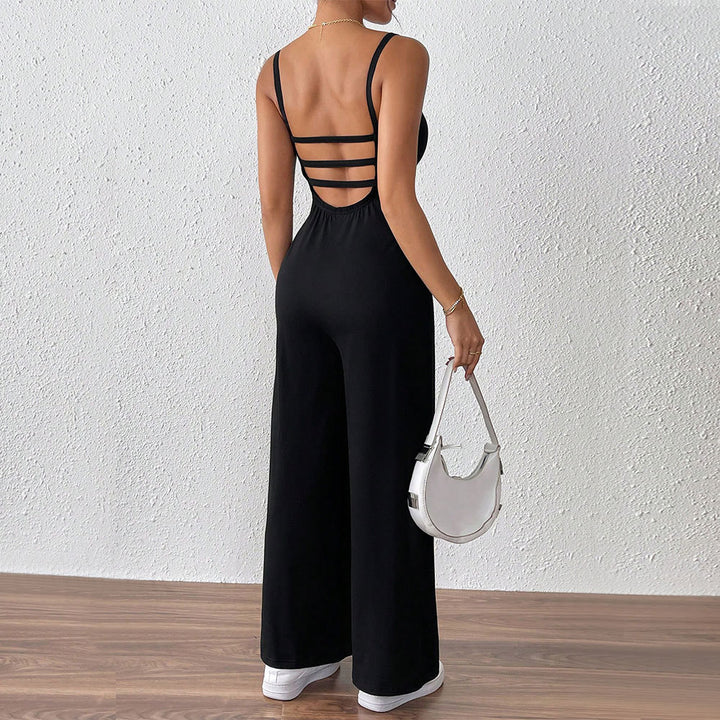 Damen legerer Jumpsuit mit schmalen Spaghetti-Trägern und fließendem Schnitt Drune