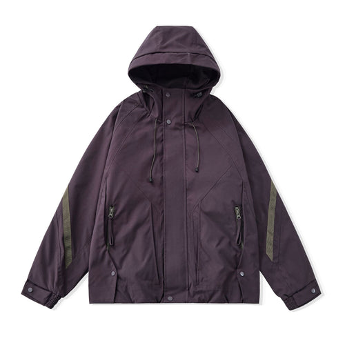Herren Kurz geschnittener Boxy‑Techparka mit Kapuze, verdeckter Frontblende und Cargo‑Reißverschlüssen Drune