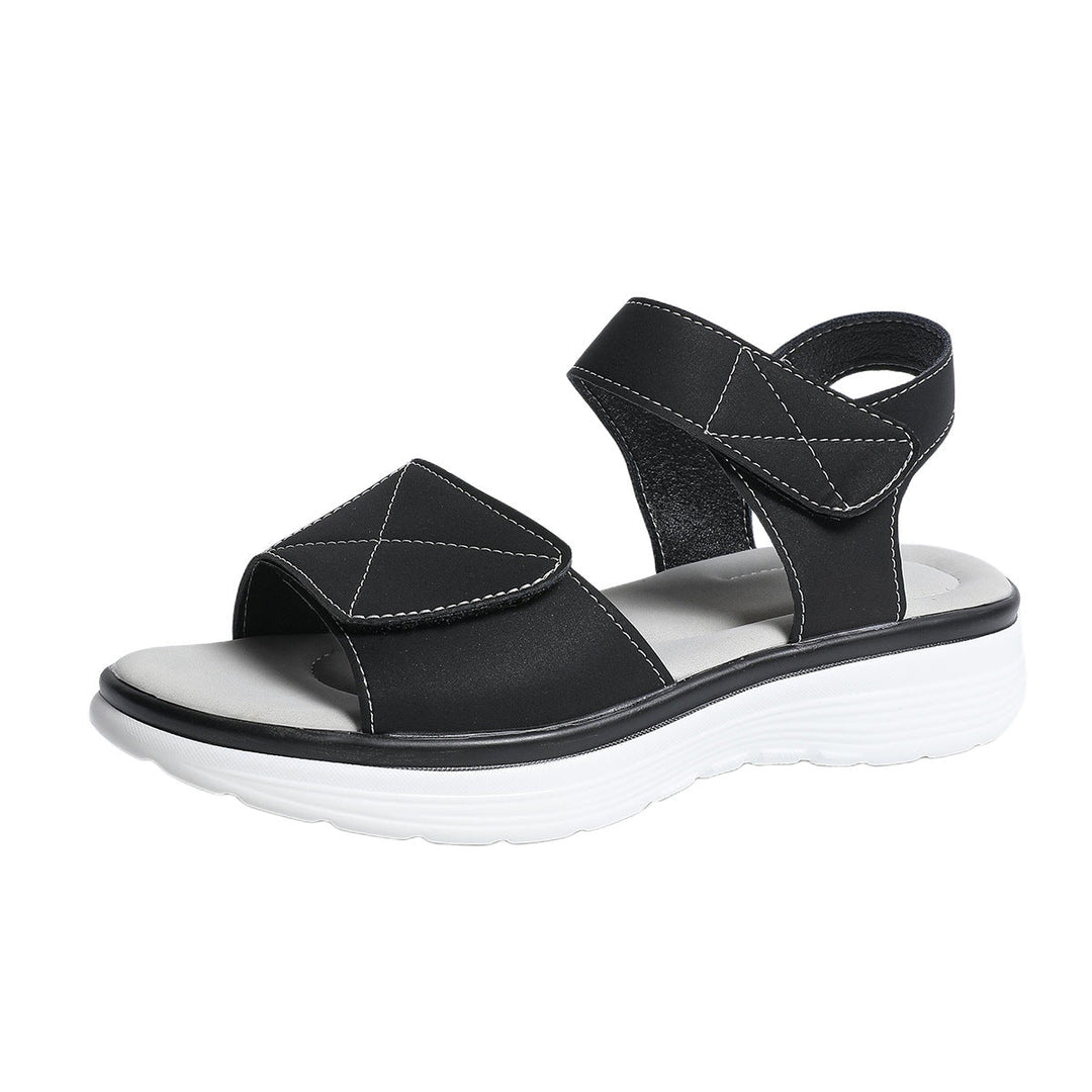 Damen Komfortable Sandalen mit elastischen Klettverschlüssen und Fußbett Drune