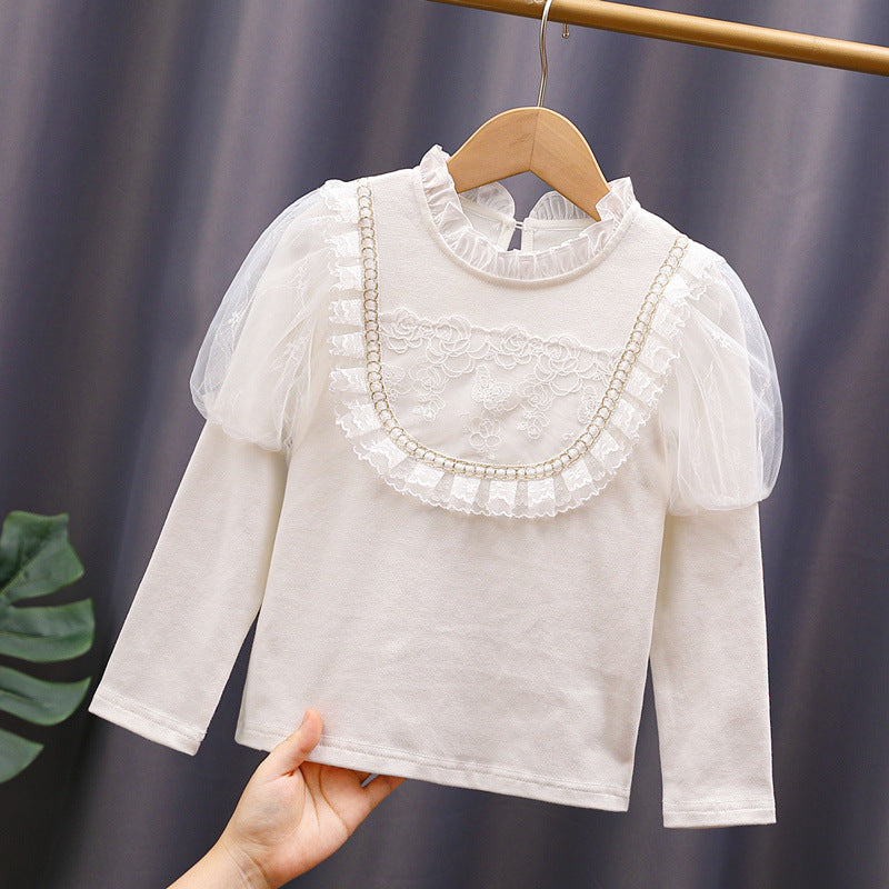 Mädchen T-Shirt mit eleganten Tüllärmeln und Rüschendetails Drune