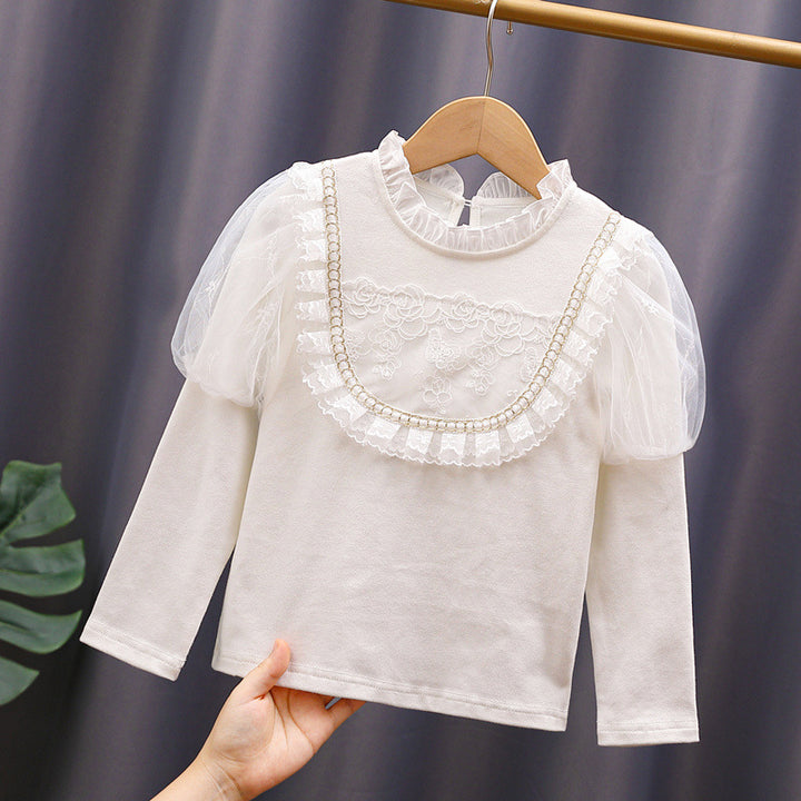 Mädchen T-Shirt mit eleganten Tüllärmeln und Rüschendetails Drune
