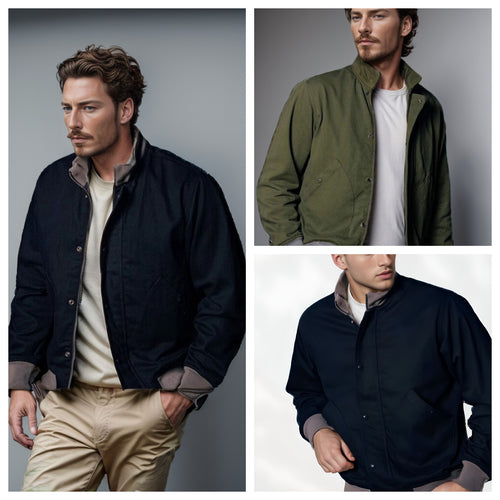 Herren lässige Freizeitjacke mit funktionalen Taschen und modernem Kragen Drune